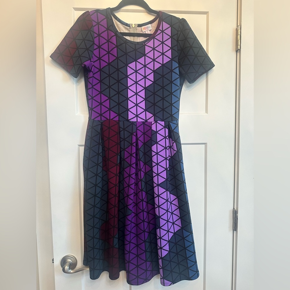 LuLaRoe Amelia Dress, Unicorn!!! purple, size medium.
